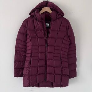 North Face Women's Burgundy Puffer Parka Goose Down Warm Jacket small